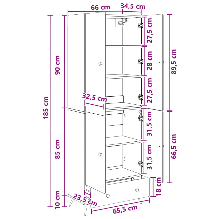 Cabinet Set 2 pcs White Engineered Wood