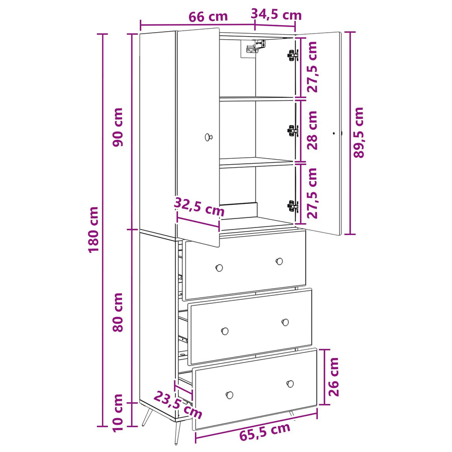 Cabinet Set 2 pcs 66 x 34.5 x 90 cm Engineered Wood White