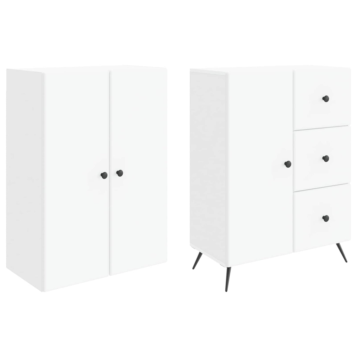Cabinet Set 2 pcs White Engineered Wood