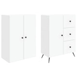 Cabinet Set 2 pcs White Engineered Wood - Side View
