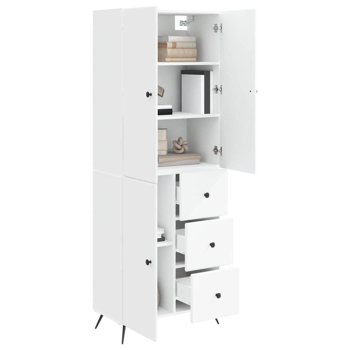 Cabinet Set 2 pcs White Engineered Wood
