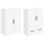 Cabinet Set 2 pcs White Engineered Wood