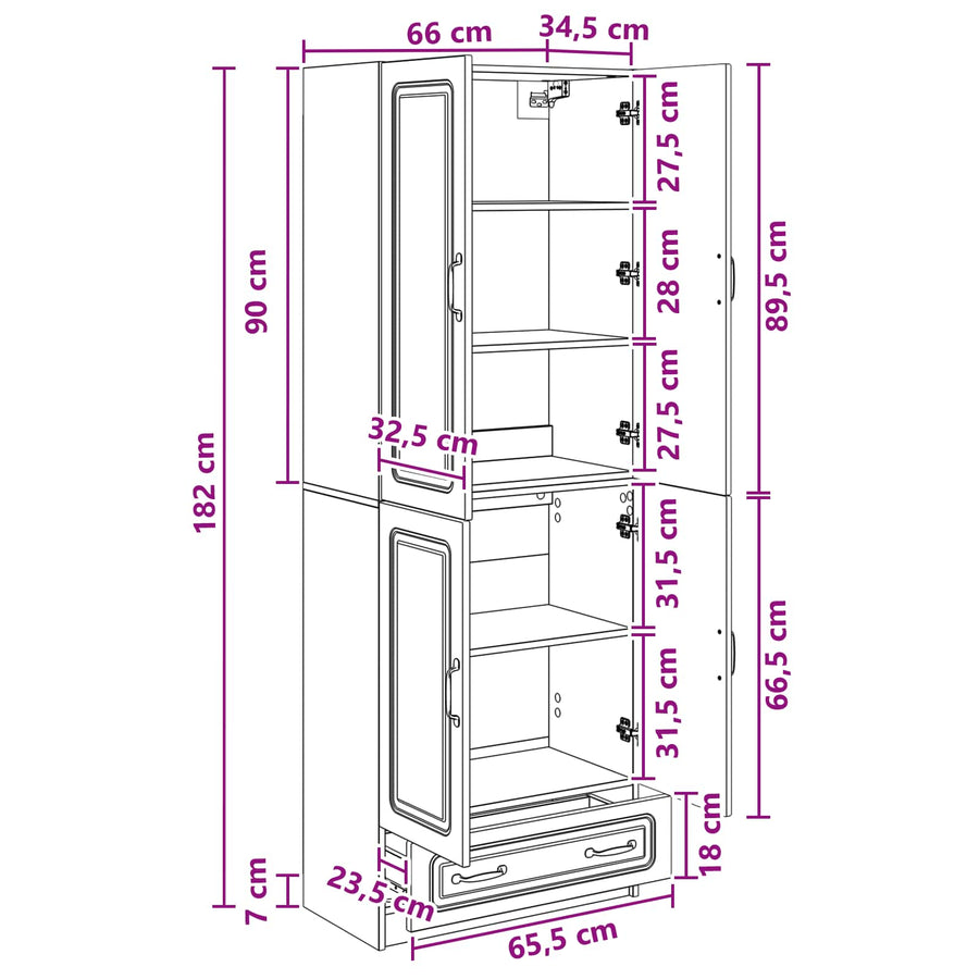 Cabinet Set 2 pcs White Engineered Wood