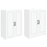 Cabinet Set 2 pcs White Engineered Wood - Top-Down View