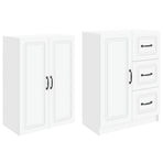 Cabinet Set 2 pcs White Engineered Wood