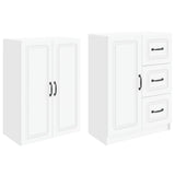 Cabinet Set 2 pcs White Engineered Wood - Side View
