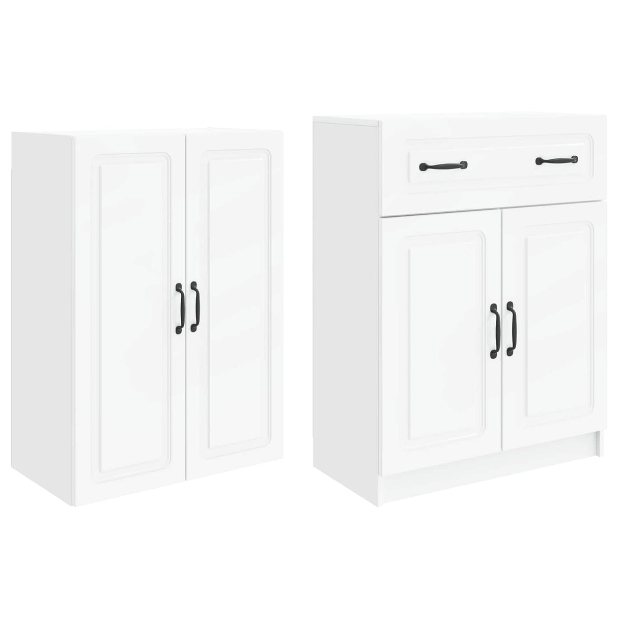 Cabinet Set 2 pcs White Engineered Wood