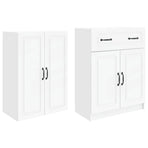 Cabinet Set 2 pcs White Engineered Wood