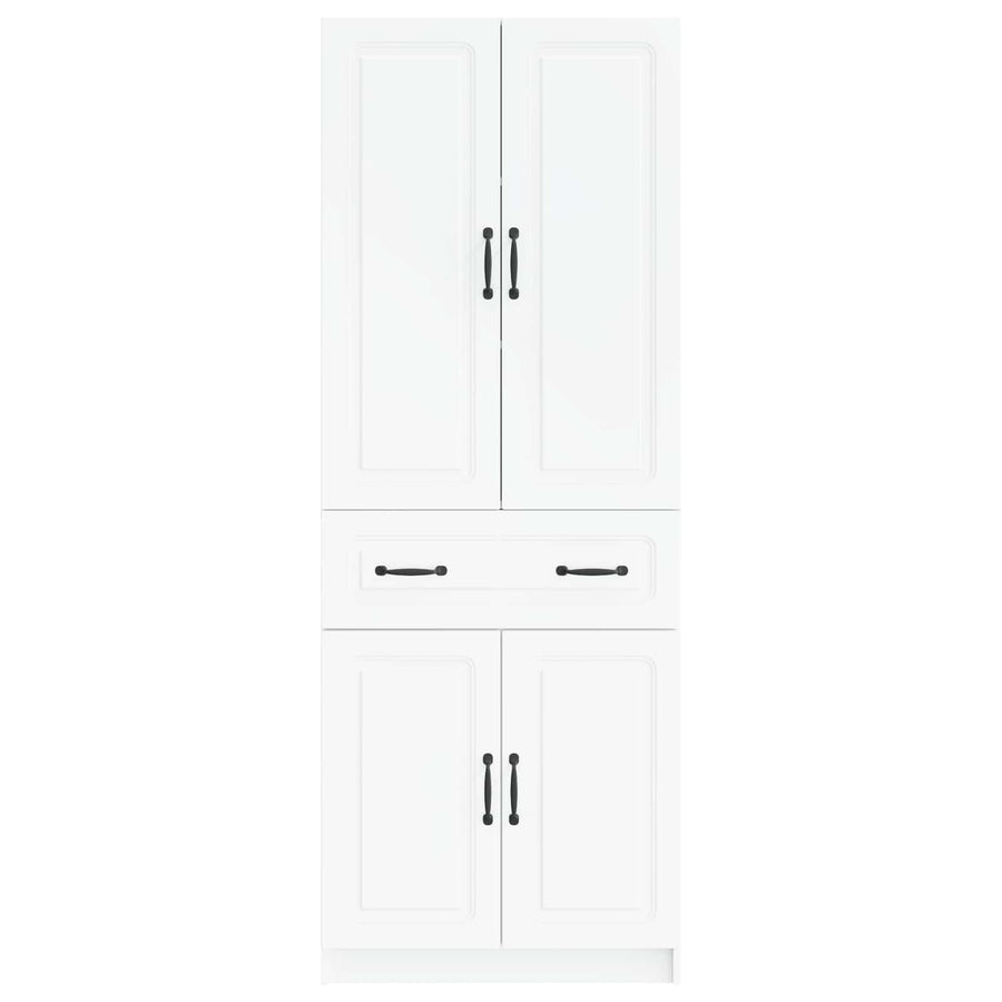 Cabinet Set 2 pcs White Engineered Wood