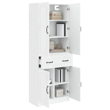Cabinet Set 2 pcs White Engineered Wood - Front View