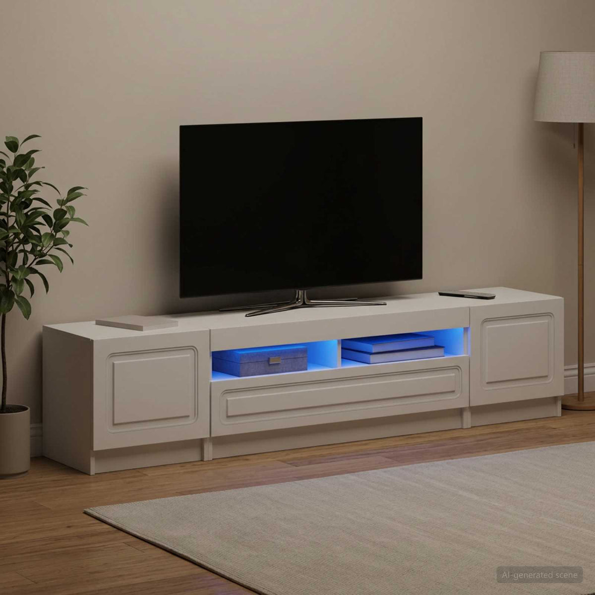 LED TV Cabinet UTRECHT 3 pcs White Engineered Wood