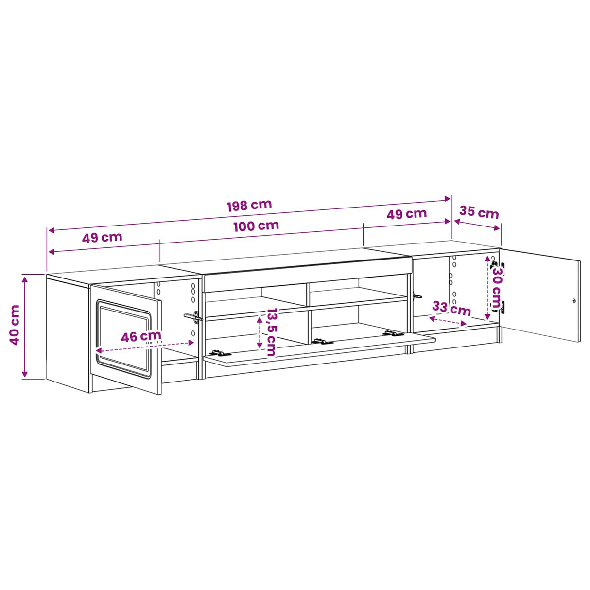 LED TV Cabinet UTRECHT 3 pcs White Engineered Wood