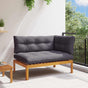 Corner Sofa Unit 2-Seater Acacia Wood Natural and Dark Grey