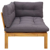 Corner Sofa Unit Natural and Dark Grey 132 x 92 x 82 cm - Rear View