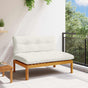 Garden Middle Sofa 2-Seater Acacia Wood Natural and Cream White