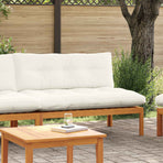 Garden Middle Sofa 2-Seater Acacia Wood Natural and Cream White