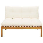 Garden Middle Sofa 2-Seater Acacia Wood Natural and Cream White