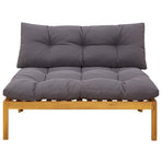 Middle Sofa Unit 2-Seater Acacia Wood Natural and Dark Grey