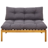 Middle Sofa Unit Natural and Dark Grey 120 x 80 x 82 cm - 45-Degree Angle