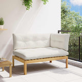 Corner Sofa Unit Light Acacia and Cream White 132 x 92 x 82 cm