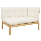 Corner Sofa Unit Light Acacia and Cream White 132 x 92 x 82 cm - Front View