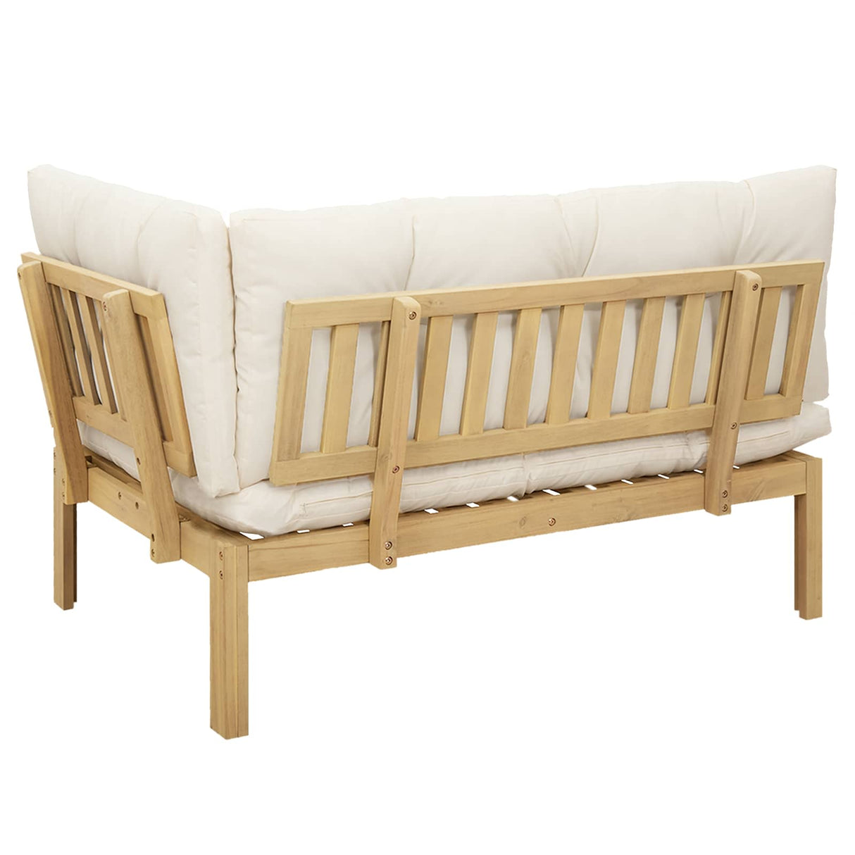 Corner Sofa Unit Light Acacia and Cream White 132 x 92 x 82 cm