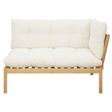 Corner Sofa Unit Light Acacia and Cream White 132 x 92 x 82 cm - 45-Degree Angle