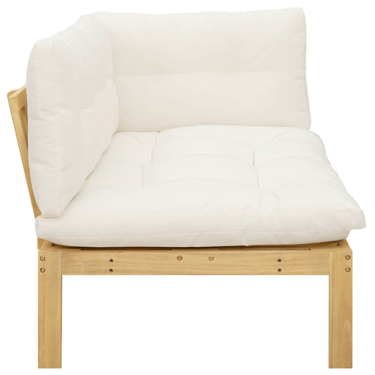 Corner Sofa Unit Light Acacia and Cream White 132 x 92 x 82 cm