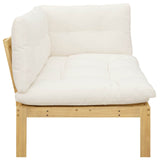 Corner Sofa Unit Light Acacia and Cream White 132 x 92 x 82 cm - Rear View