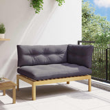 Corner Sofa Unit Light Acacia and Dark Grey 132 x 92 x 82 cm