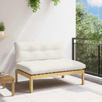 Middle Sofa Unit Light Acacia and Cream White Acacia Wood