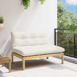Middle Sofa Unit Light Acacia and Cream White 120 x 80 x 82 cm