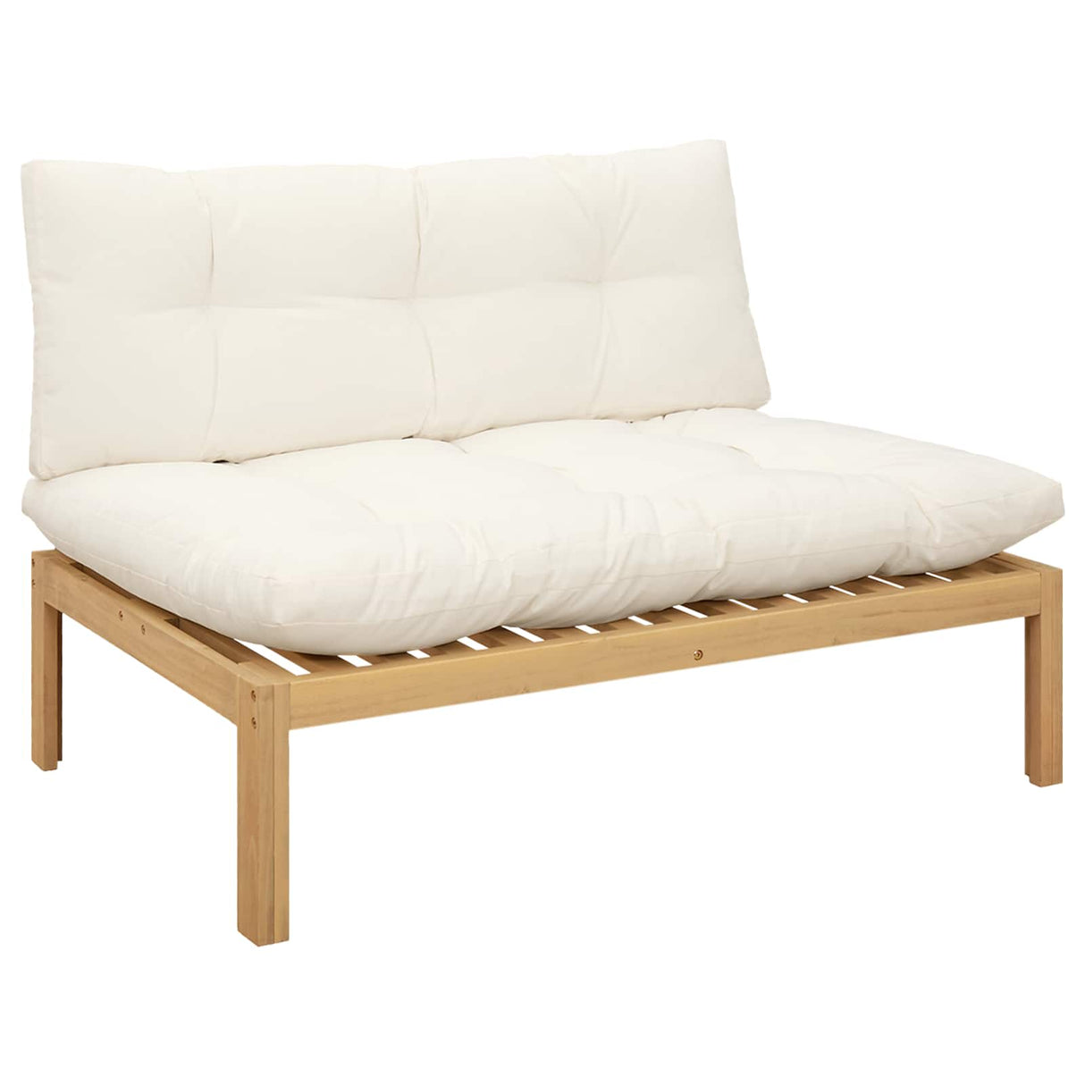 Middle Sofa Unit Light Acacia and Cream White 120 x 80 x 82 cm