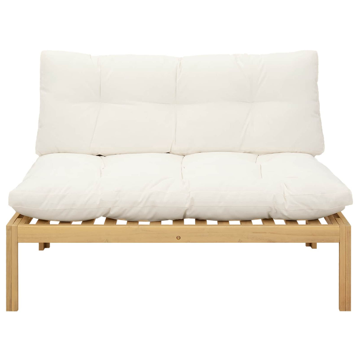 Middle Sofa Unit Light Acacia and Cream White 120 x 80 x 82 cm