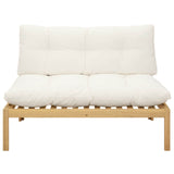 Middle Sofa Unit Light Acacia and Cream White 120 x 80 x 82 cm