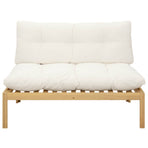 Middle Sofa Unit Light Acacia and Cream White Acacia Wood