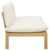 Middle Sofa Unit Light Acacia and Cream White 120 x 80 x 82 cm - Rear View