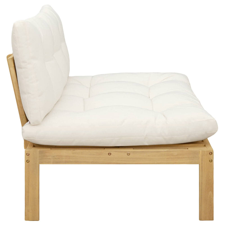 Middle Sofa Unit Light Acacia and Cream White Acacia Wood