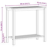 Garden Console Table with Storage Light acacia 80 x 35 x 75 cm - Close-Up Angle