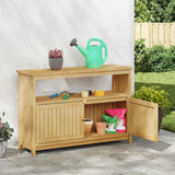 Garden Console Table with Storage Light acacia 110 x 35 x 75 cm - Side View