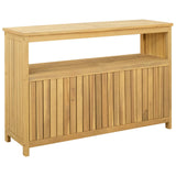 Garden Console Table with Storage Light acacia 110 x 35 x 75 cm - Close-Up Angle