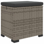 Garden Footstool with Cushion 2 pcs Grey Poly Rattan