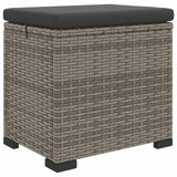 Garden Footstool with Cushion 2 pcs Grey Poly Rattan - Top-Down View