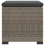 Garden Footstool with Cushion 2 pcs Grey Poly Rattan