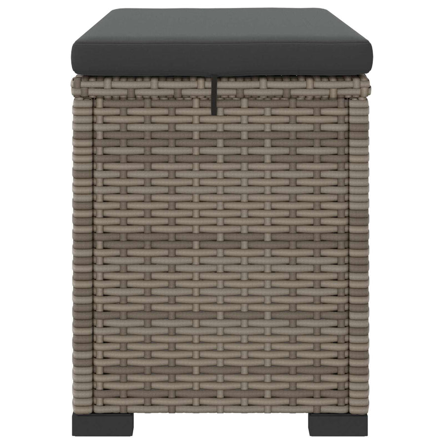 Garden Footstool with Cushion 2 pcs Grey Poly Rattan