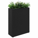 Tall Planter Black 55 x 22 x 70 cm Poly Rattan - Side View