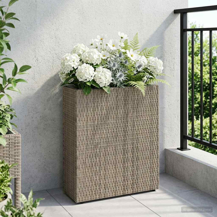 Tall Planter Grey 55 x 22 x 70 cm Poly Rattan