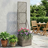 Garden Planter with Trellis Grey 35 x 30 x 135 cm Poly Rattan