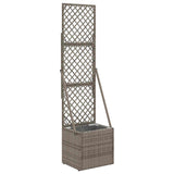 Garden Planter with Trellis Grey 35 x 30 x 135 cm Poly Rattan - Front View