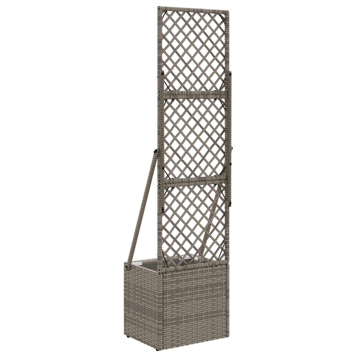 Garden Planter with Trellis Grey 35 x 30 x 135 cm Poly Rattan